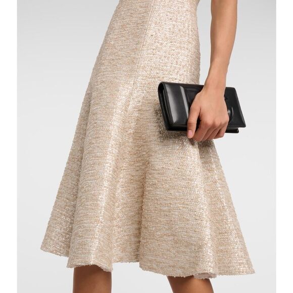 Emilia Wickstead DENVER DRESS IN BEIGE AND SILVER JACQUARD TWEED US6 - Picture 3 of 12